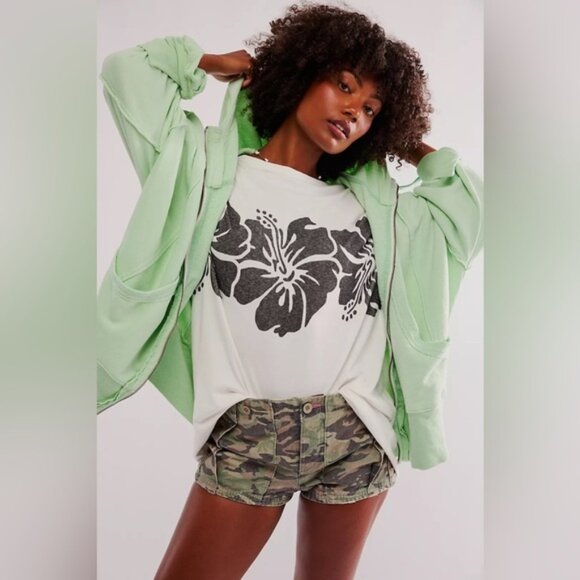 Free People Tops - Free People Camden Zip Up Hoodie Gossamer Green NWT size- LARGE